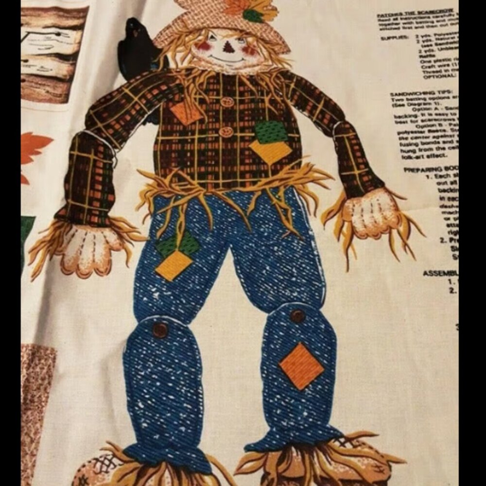 Vintage Patches the Scarecrow Fall Fabric Panel Cut and Sew